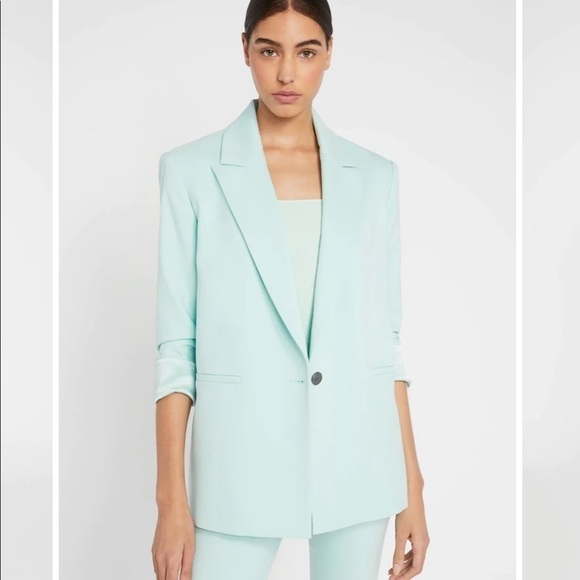 Alice + Olivia Denny Boyfriend Blazer with Roll Cuff Pistachio GREEN SIZE XL NWT - Picture 2 of 13